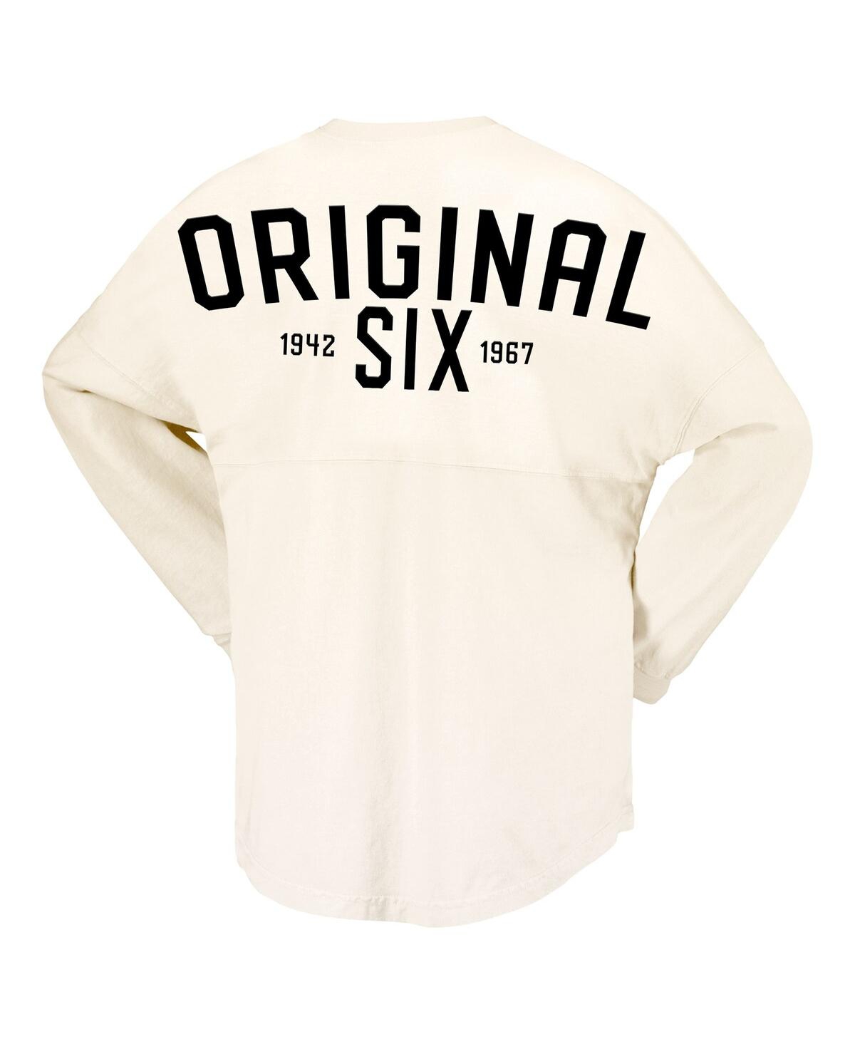 Fanatics Branded  Cream Montreal Canadiens Original Six Lace-up Spirit Jersey Long Sleeve T-shirt In Cream