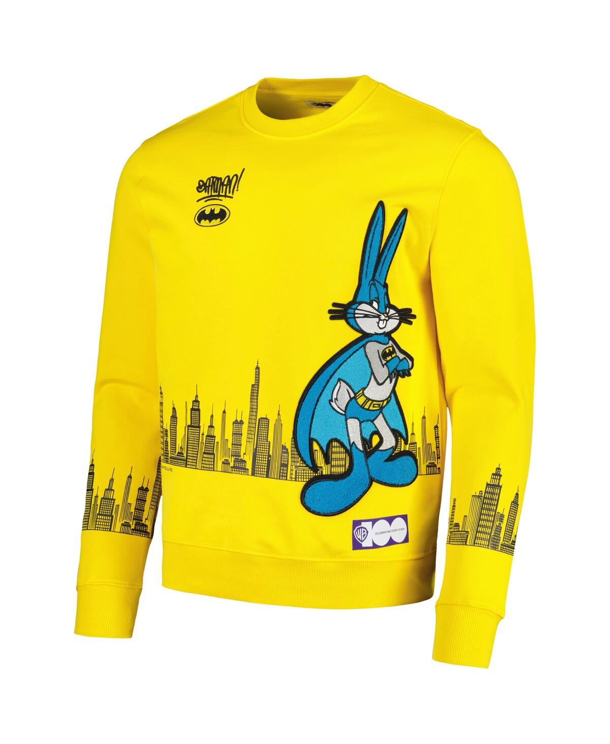 Shop Freeze Max Men's  Yellow Looney Tunes Bugs Bunny Batman Pullover Sweatshirt