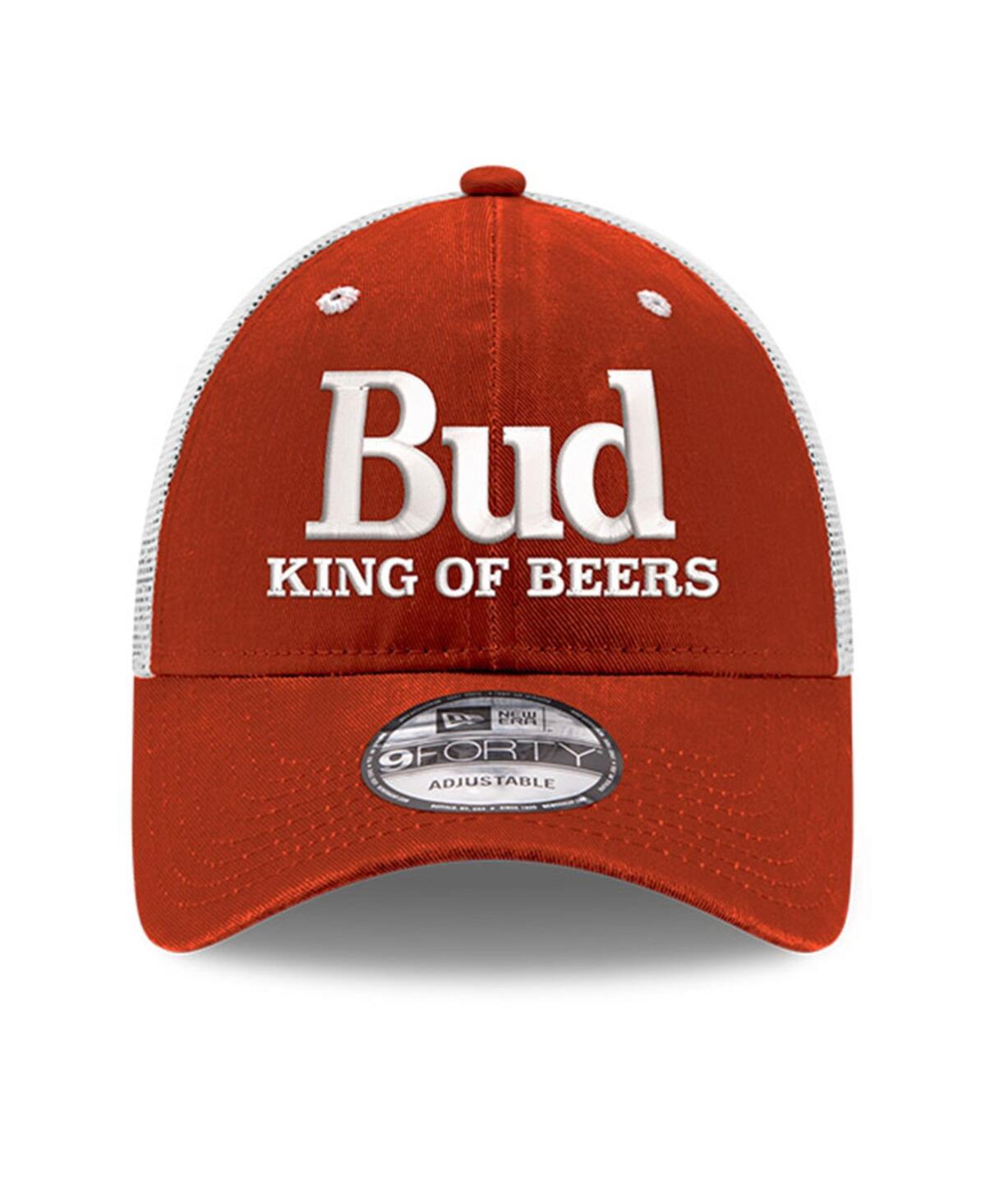 NEW ERA MEN'S NEW ERA SCARLET HENDRICK MOTORSPORTS BUDWEISER 9FORTY ADJUSTABLE TRUCKER HAT 