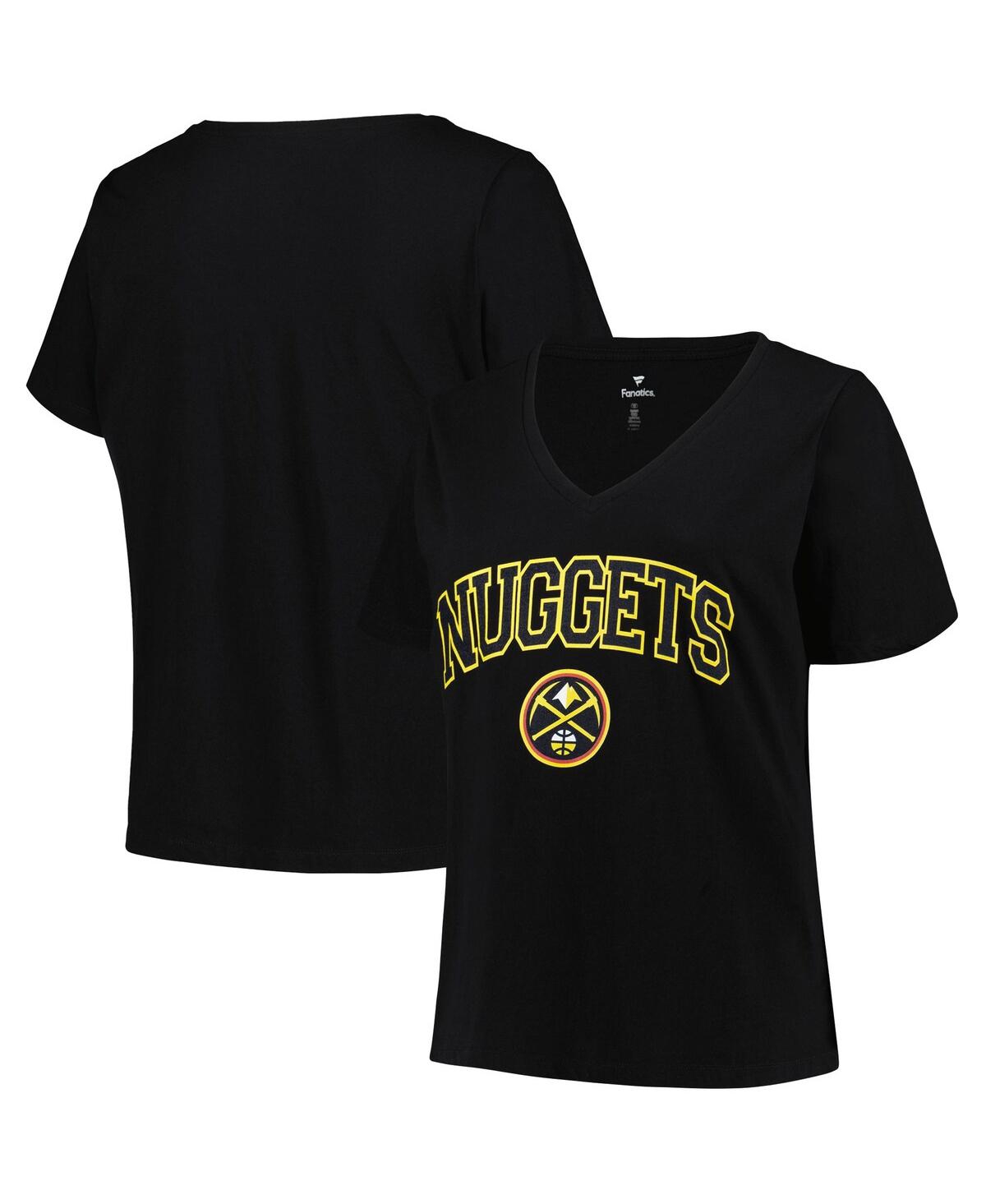 Women's Profile Black Denver Nuggets Plus Size Arch Over Logo V-Neck T-shirt - Black