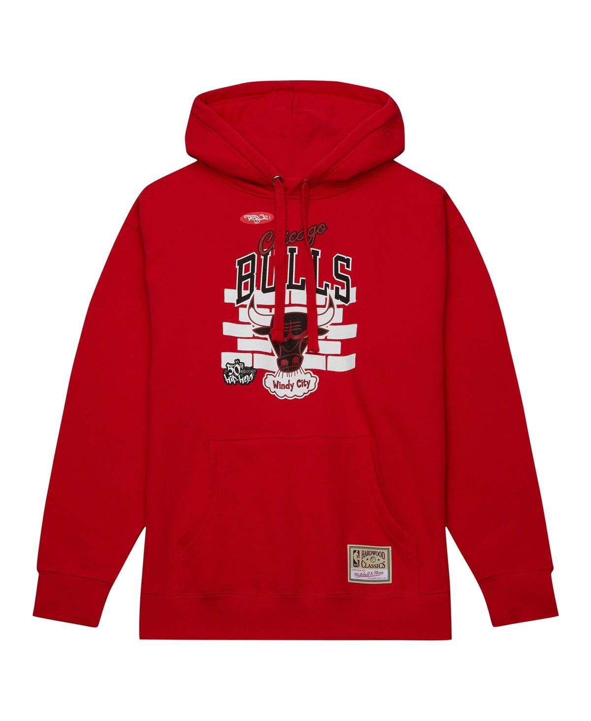 Shop Mitchell & Ness Men's  X Tats Cru Red Chicago Bulls Hardwood Classics Brick Pullover Hoodie