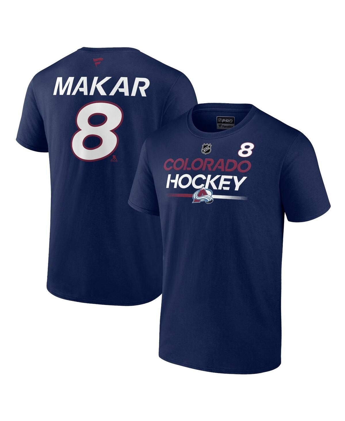 Shop Fanatics Men's  Cale Makar Navy Colorado Avalanche Authentic Pro Prime Name And Number T-shirt
