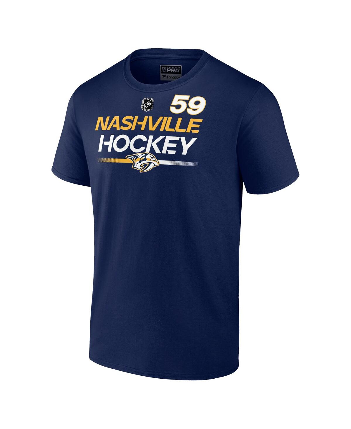 Men's Fanatics Roman JosiNashville Predators Authentic Pro Prime Name and Number T-shirt - Navy