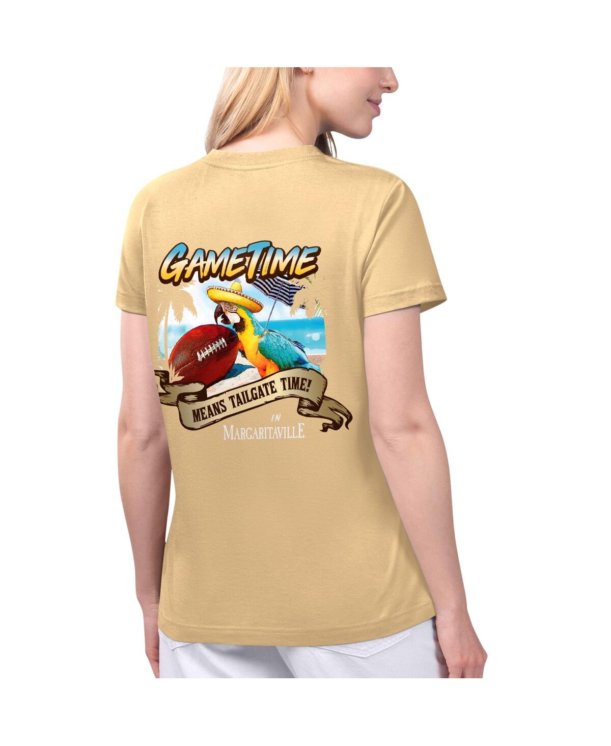 Shop Margaritaville Women's  Gold New Orleans Saints Game Time V-neck T-shirt
