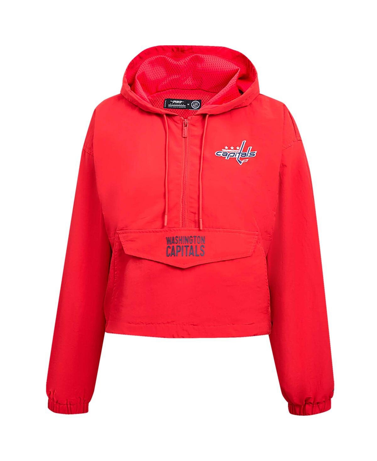 Shop Pro Standard Women's  Red Washington Capitals Classic Cropped Half-zip Wind Jacket
