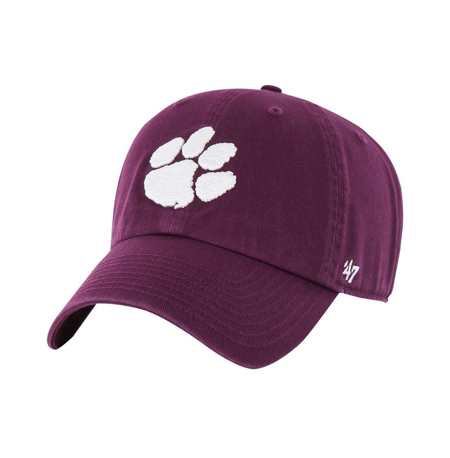 Мужская кепка '47 Brand Purple Distressed Clemson Tigers Vintage-Like Clean Up Adjustable Hat — фото 1