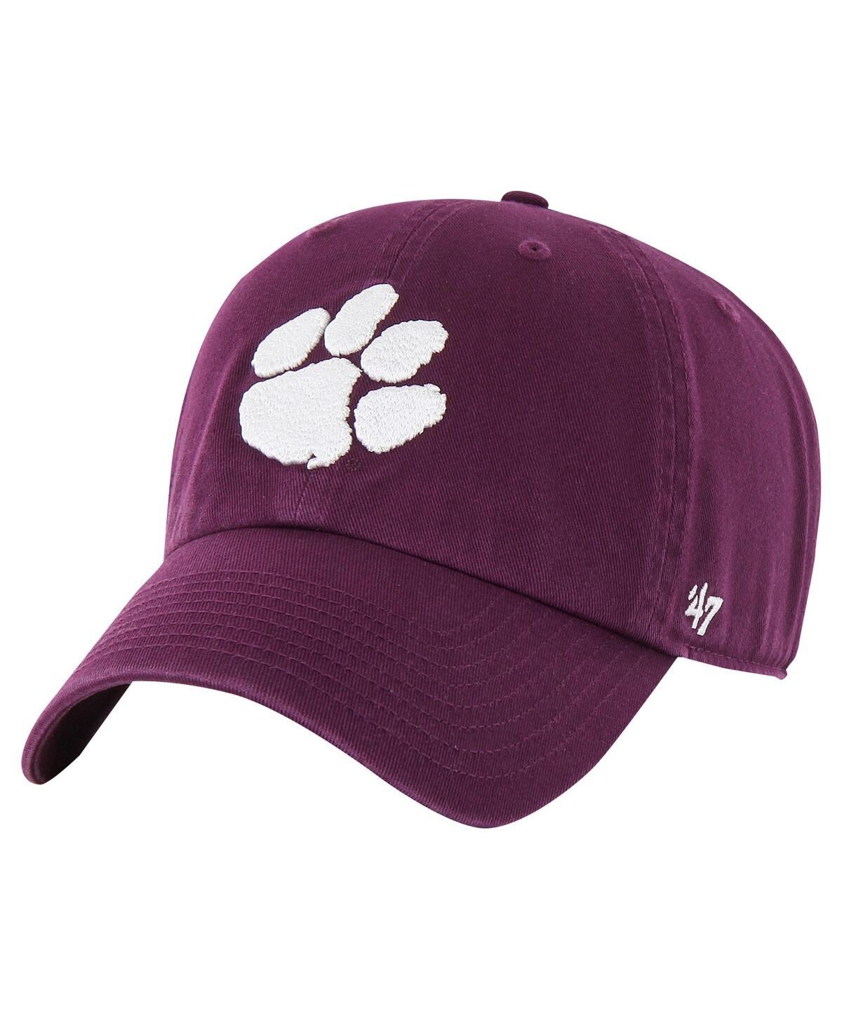 47 Brand Men's ' Purple Distressed Clemson Tigers Vintage-like Clean Up Adjustable Hat