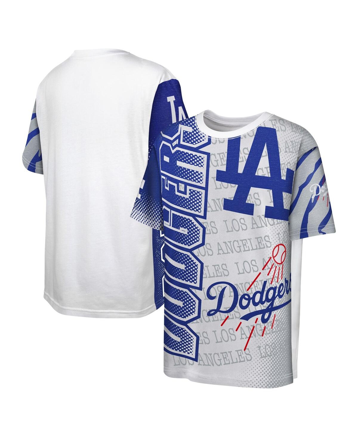 Shop Outerstuff Big Boys Fanatics White Los Angeles Dodgers Impact Hit Bold T-shirt