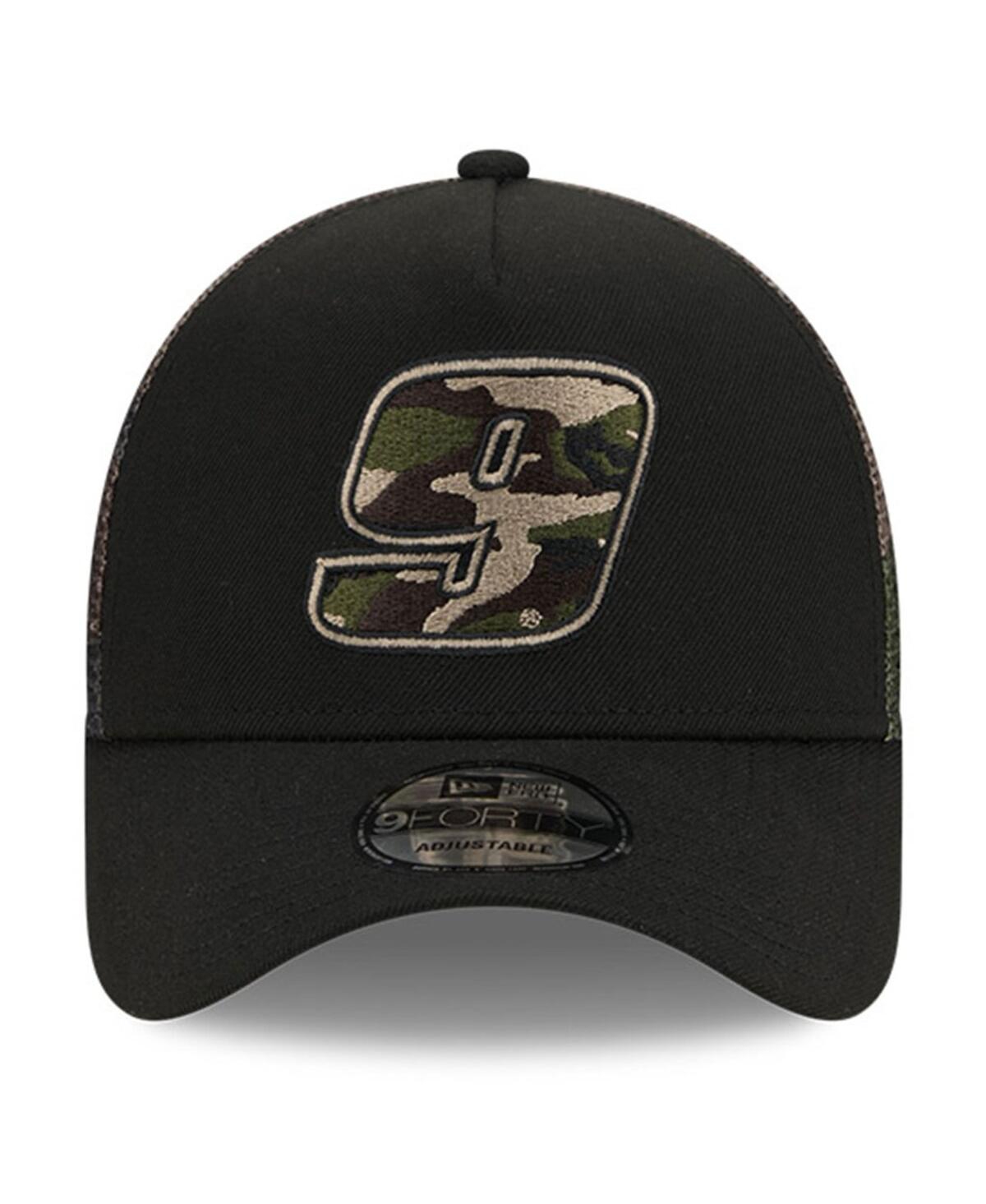 New Era Black Chase Elliott  Camo 9forty A-frame Trucker Adjustable Hat In Black