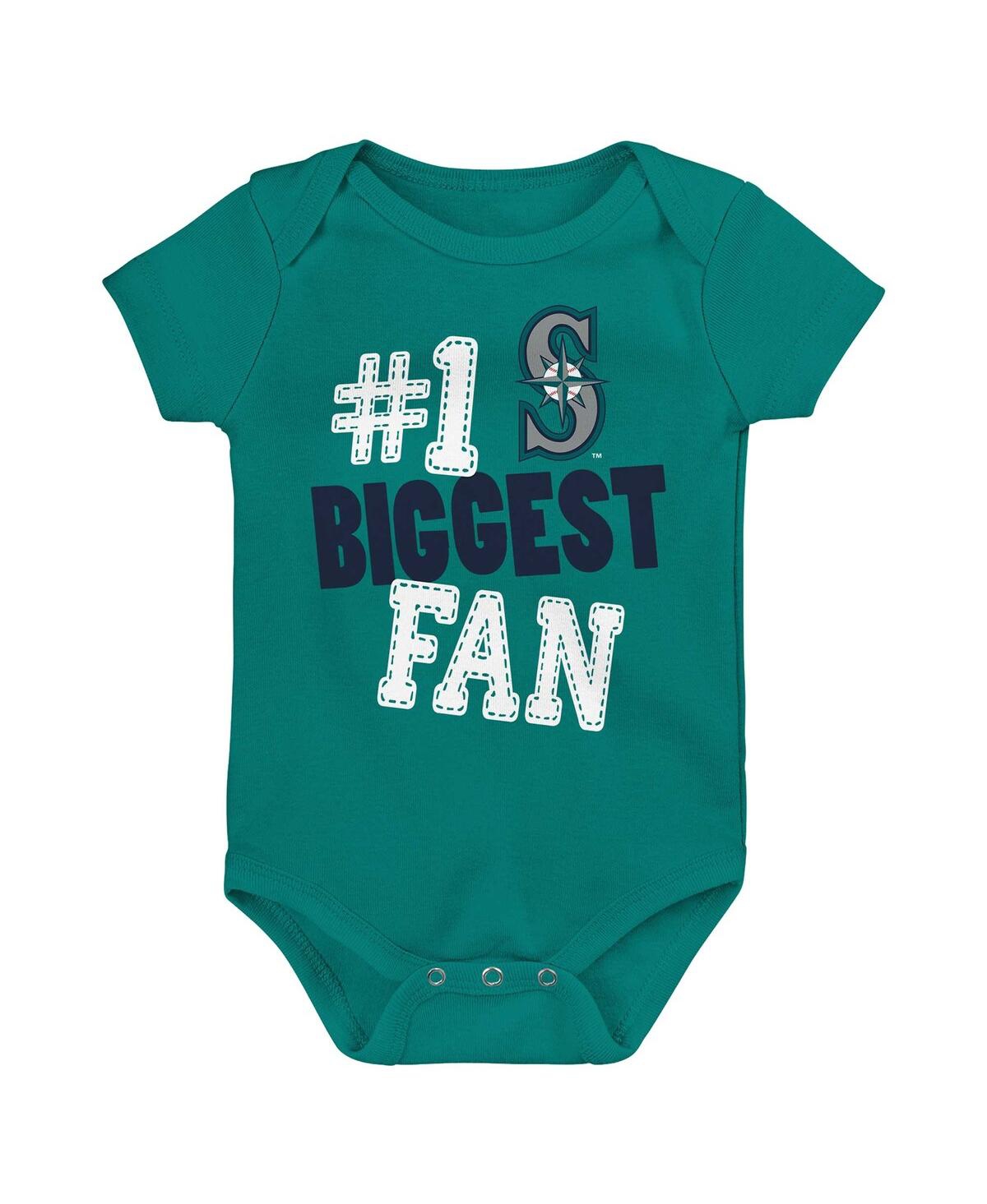 Outerstuff Baby Boys And Girls  Seattle Mariners Fan Pennant 3-pack Bodysuit Set In Teal,navy,white