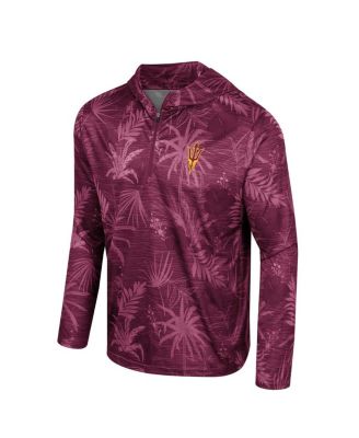 Men's Maroon Arizona State Sun Devils Palms Printed Lightweight Quarter-Zip Hooded Top