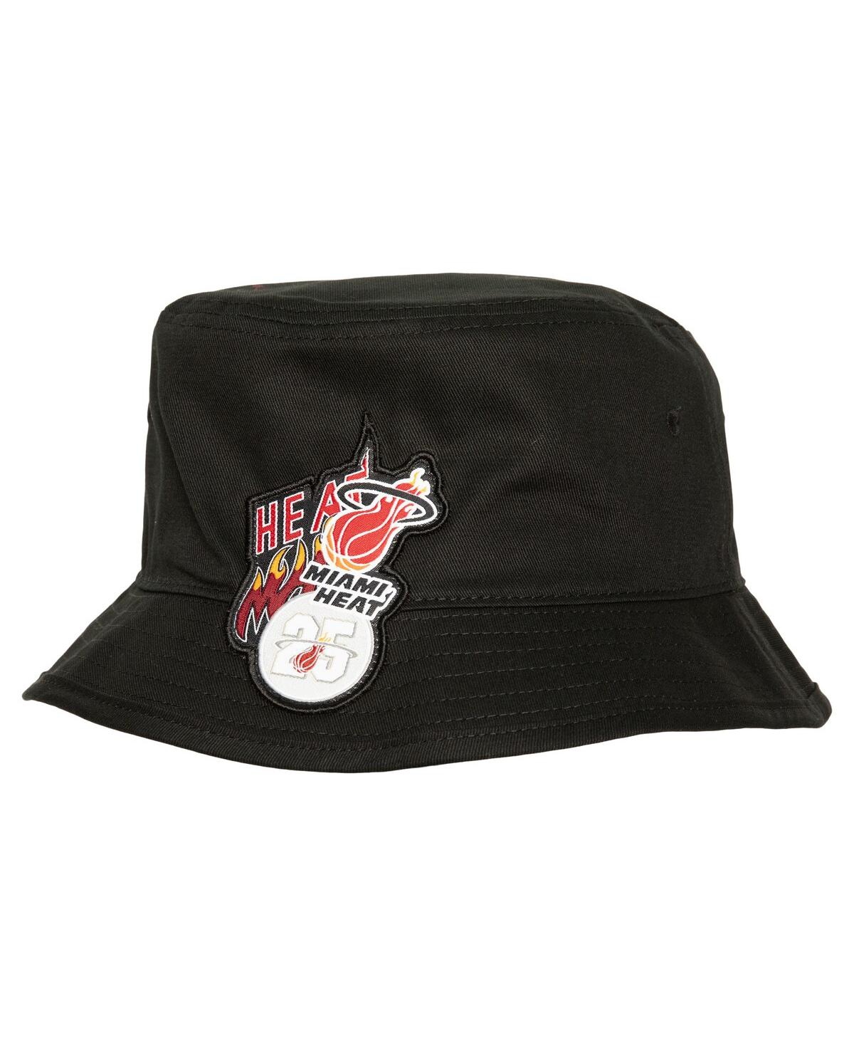 Men's Mitchell & Ness Black Miami Heat 25th Anniversary Bucket Hat - Black