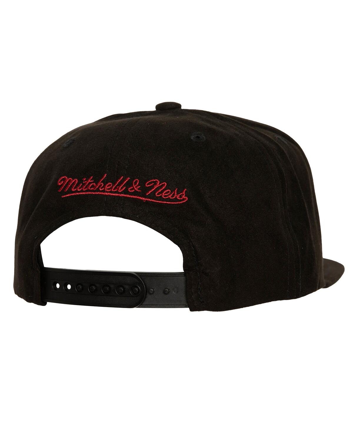 Mitchell & Ness Men's  Black Miami Heat Sweet Suede Snapback Hat In Black