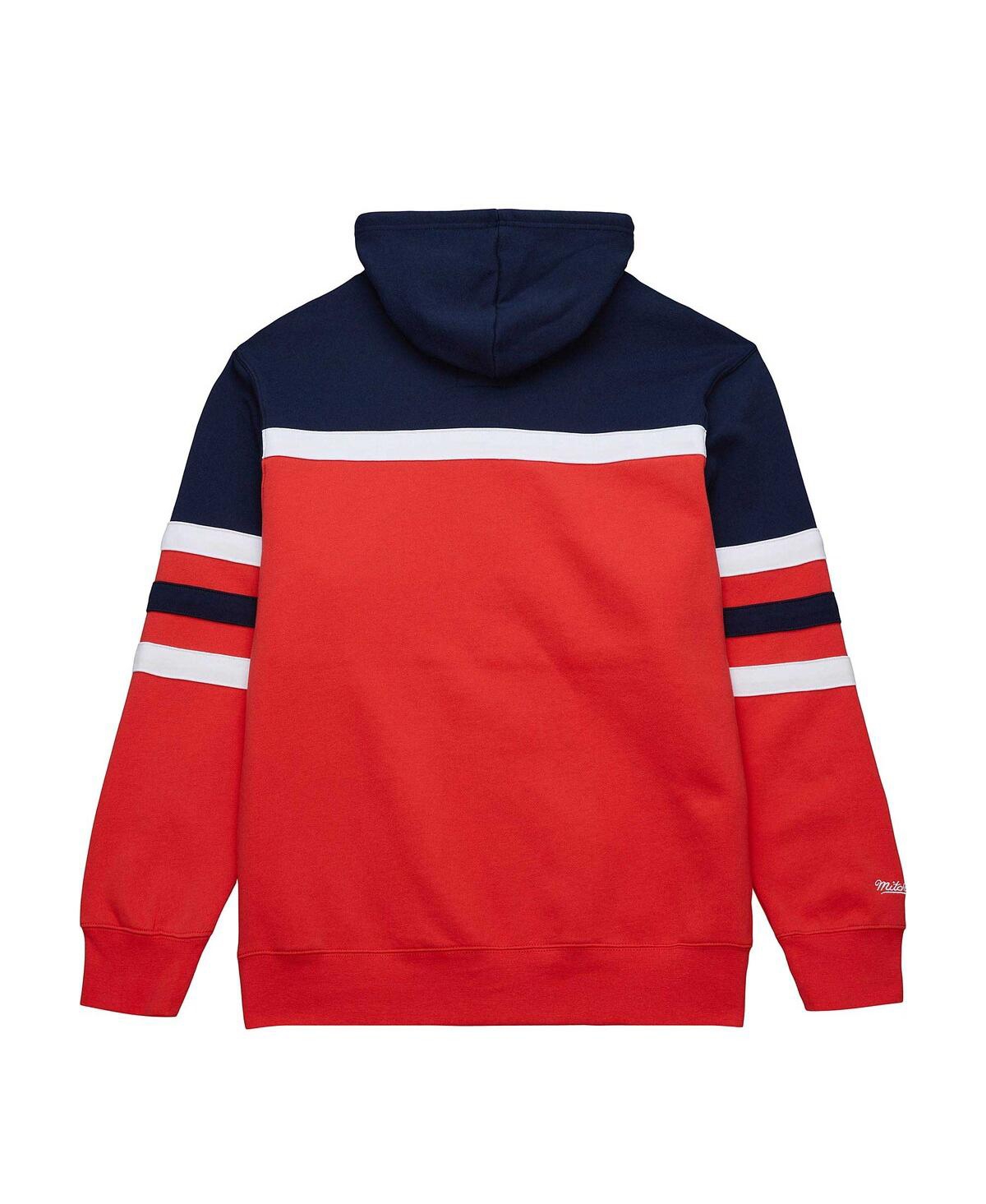 Shop Mitchell & Ness Men's  Red, Navy Houston Rockets Head Coach Pullover Hoodie In Red,navy