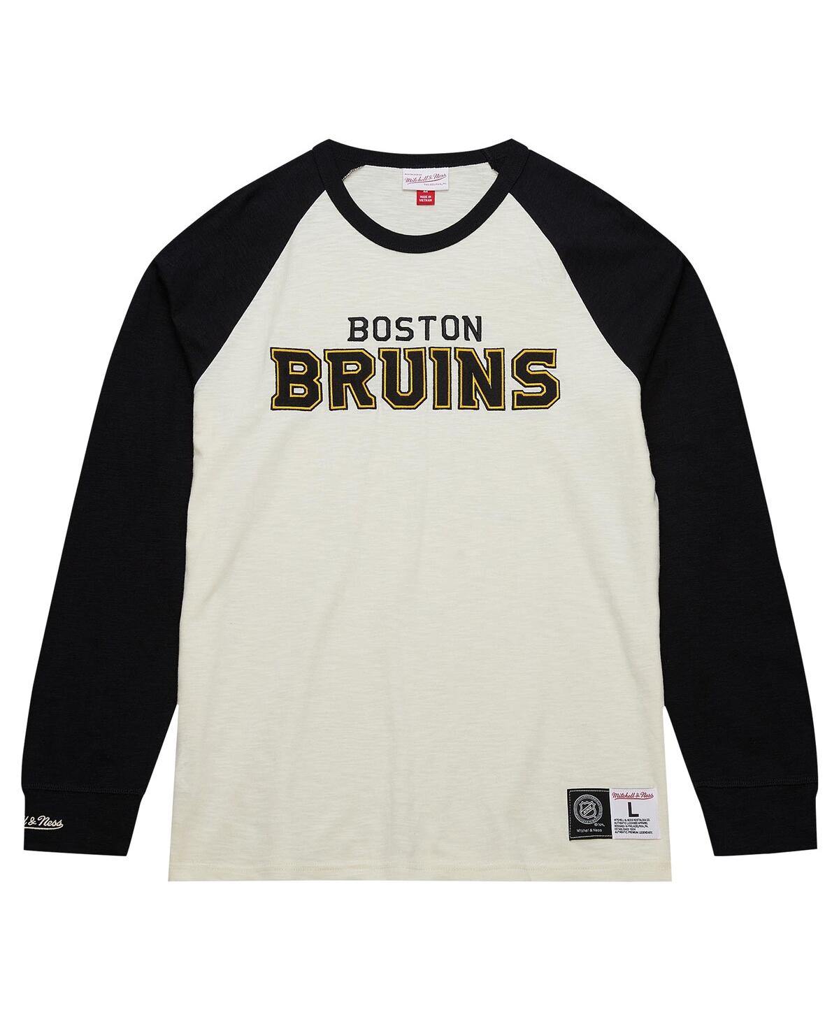 Shop Mitchell & Ness Men's  Cream Boston Bruins Legendary Slub Vintage-like Raglan Long Sleeve T-shirt