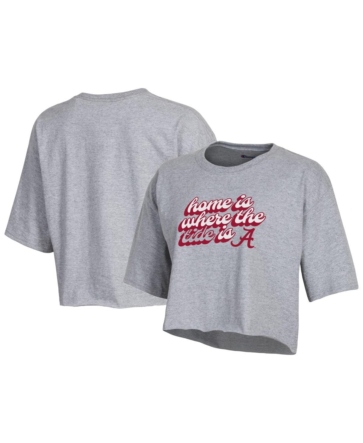 Women's Champion Gray Alabama Crimson Tide Boyfriend Cropped T-shirt - Gray