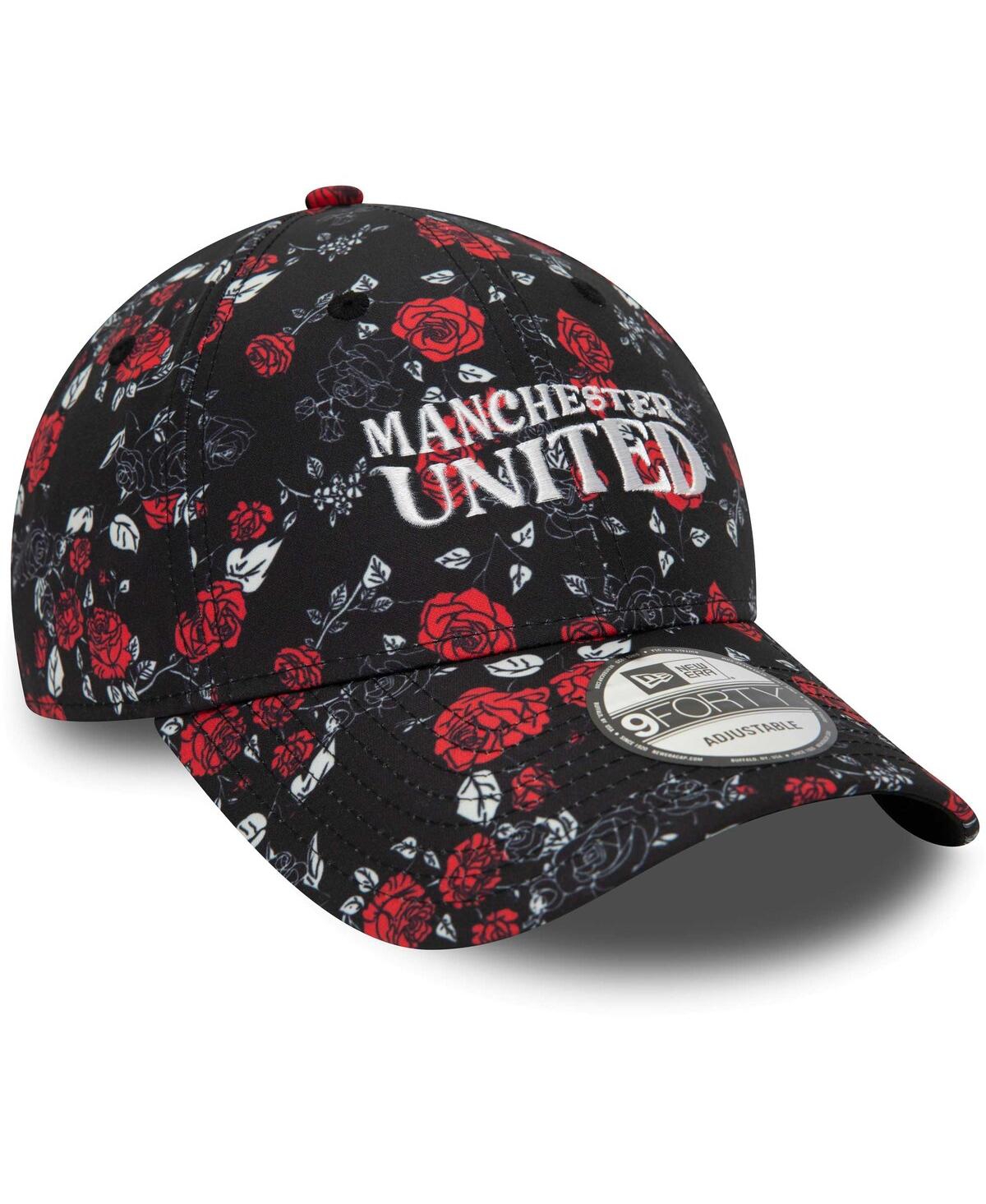 Men's New EraManchester United Floral 9FORTY Adjustable Hat - Black