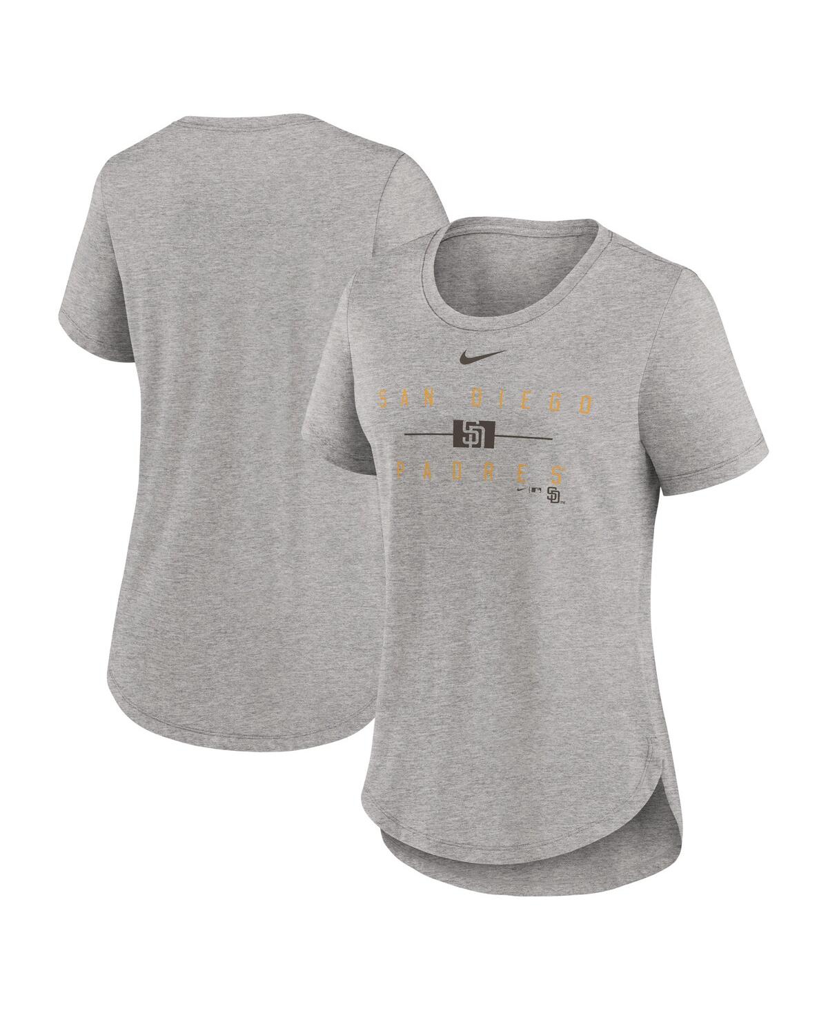 Shop Nike Women's  Heather Charcoal San Diego Padres Knockout Team Stack Tri-blend T-shirt