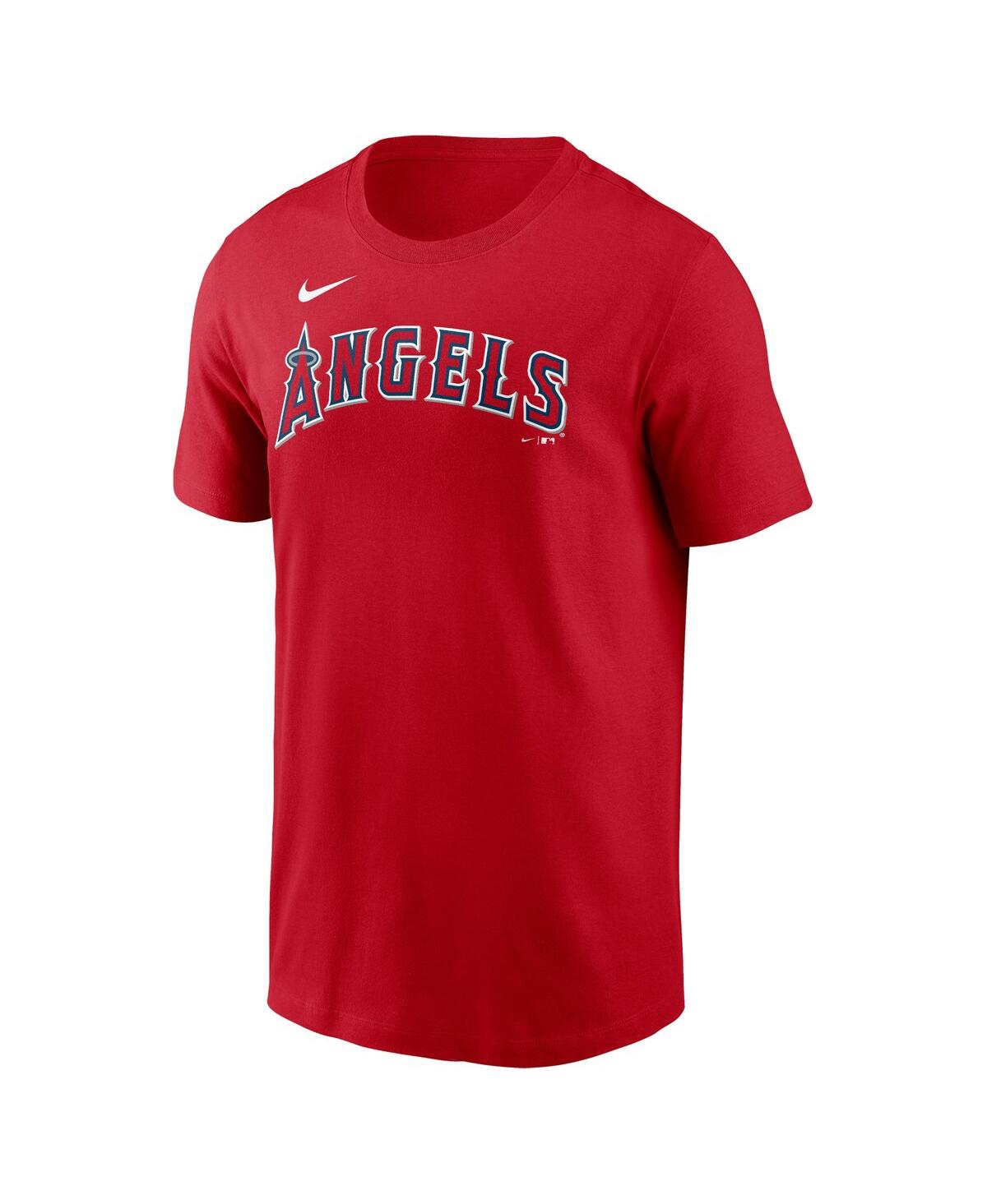 Shop Nike Men's  Red Los Angeles Angels Fuse Wordmark T-shirt