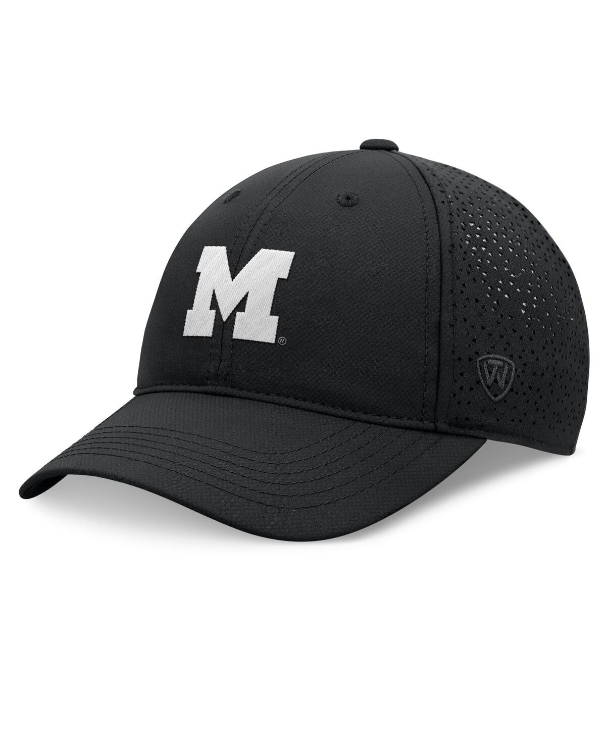TOP OF THE WORLD MEN'S TOP OF THE WORLD BLACK MICHIGAN WOLVERINES LIQUESCE TRUCKER ADJUSTABLE HAT