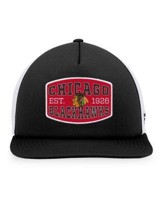 Men's Black, White Chicago Blackhawks Foam Front Patch Trucker Snapback Hat