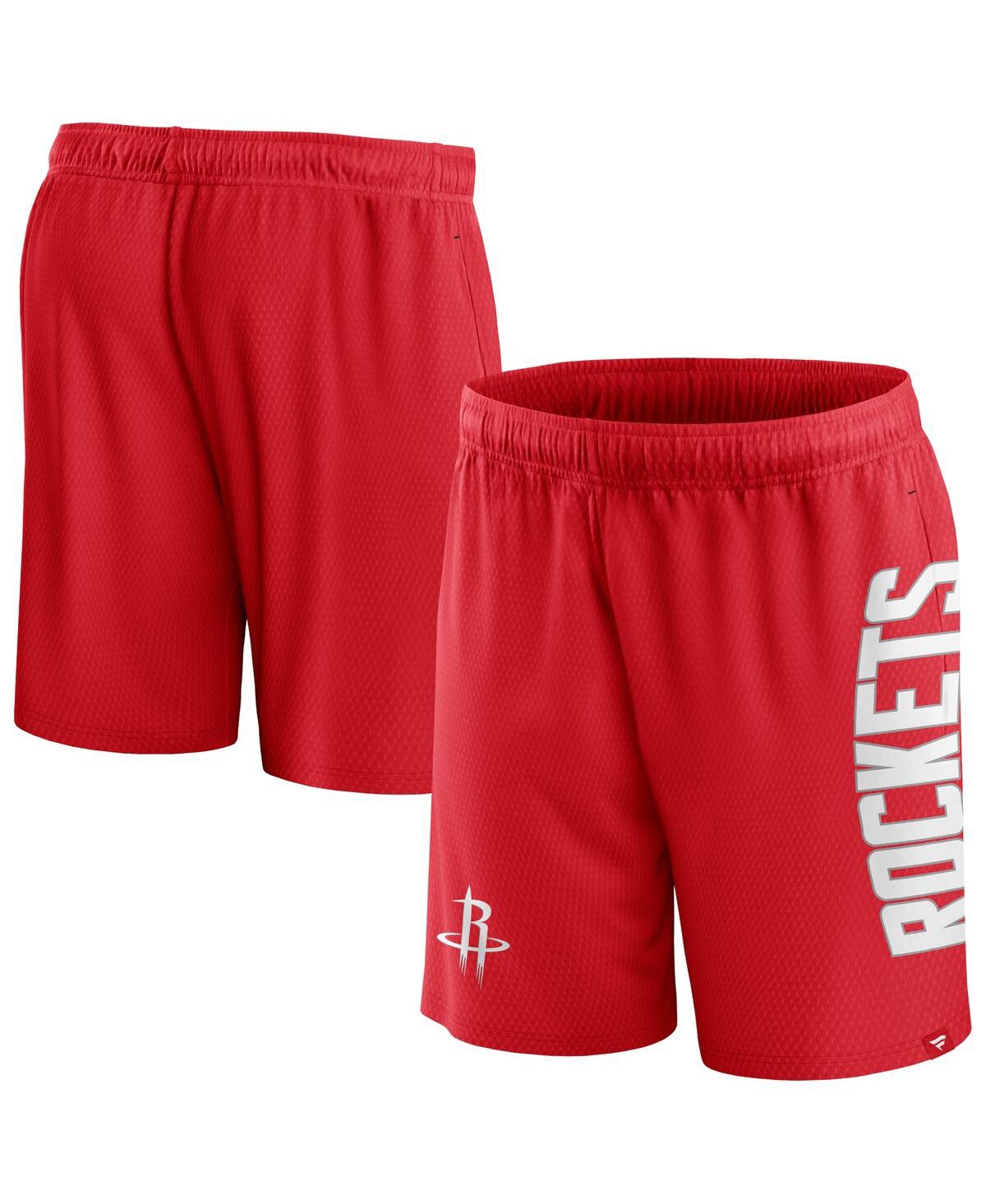 Shop Fanatics Men's  Red Houston Rockets Post Up Mesh Shorts