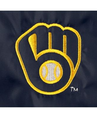 Men's Navy Milwaukee Brewers Coach's Raglan Full-Snap Windbreaker Jacket