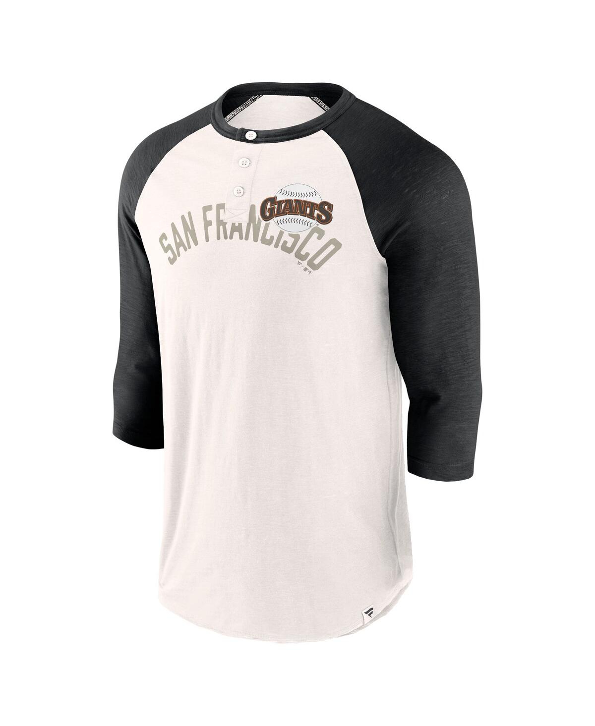 Shop Fanatics Men's  White, Black San Francisco Giants Backdoor Slider Raglan 3/4-sleeve T-shirt In White,black