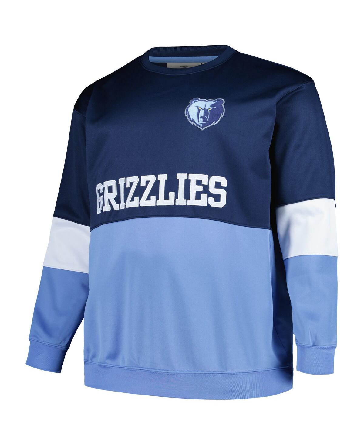Shop Fanatics Men's  Navy, Light Blue Memphis Grizzlies Big And Tall Split Pullover Sweatshirt In Navy,light Blue
