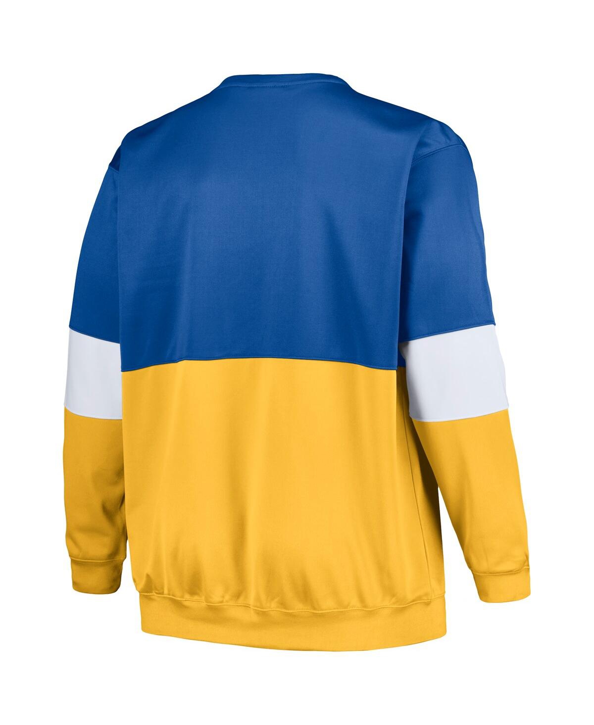 Fanatics Men's  Royal, Gold Golden State Warriors Big And Tall Split Pullover Sweatshirt In Royal,gold