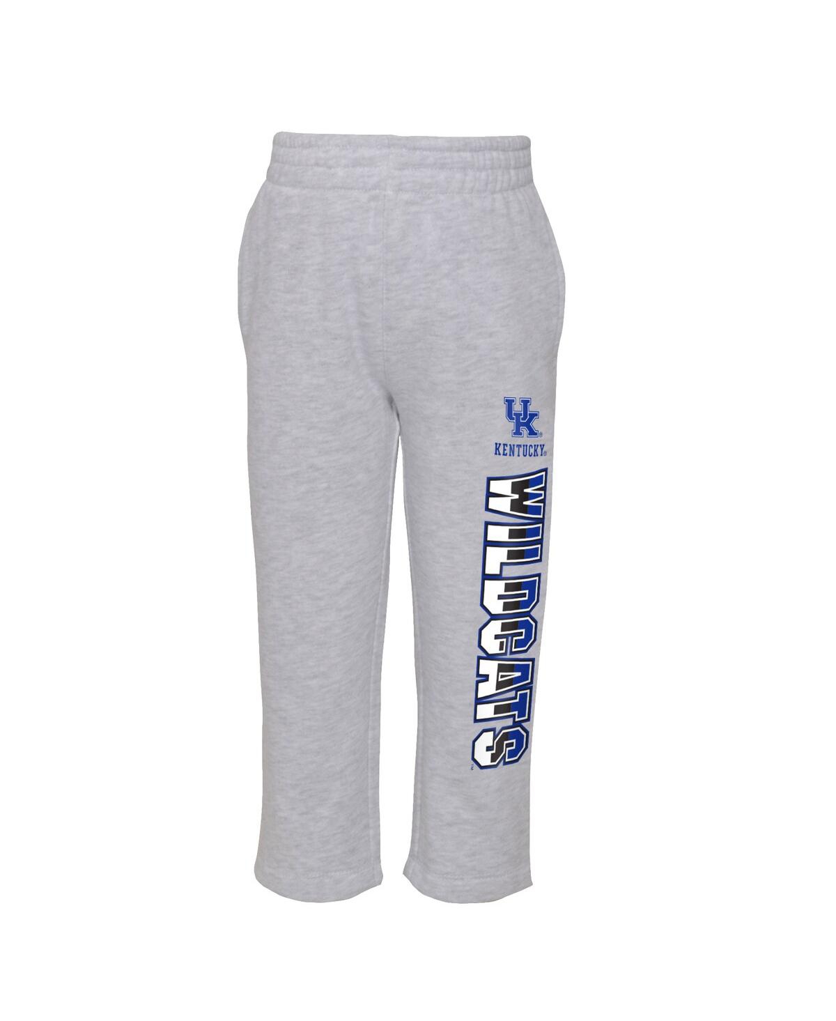 Outerstuff Toddler Boys And Girls Heather Gray, Royal Kentucky Wildcats Playmaker Pullover Hoodie And Pants Set In Heather Gray,royal