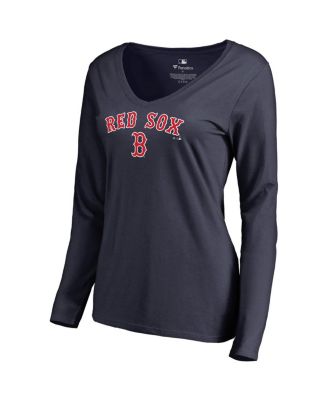 Women's Navy Boston Red Sox Team Lockup Slim Fit Long Sleeve V-Neck T-shirt