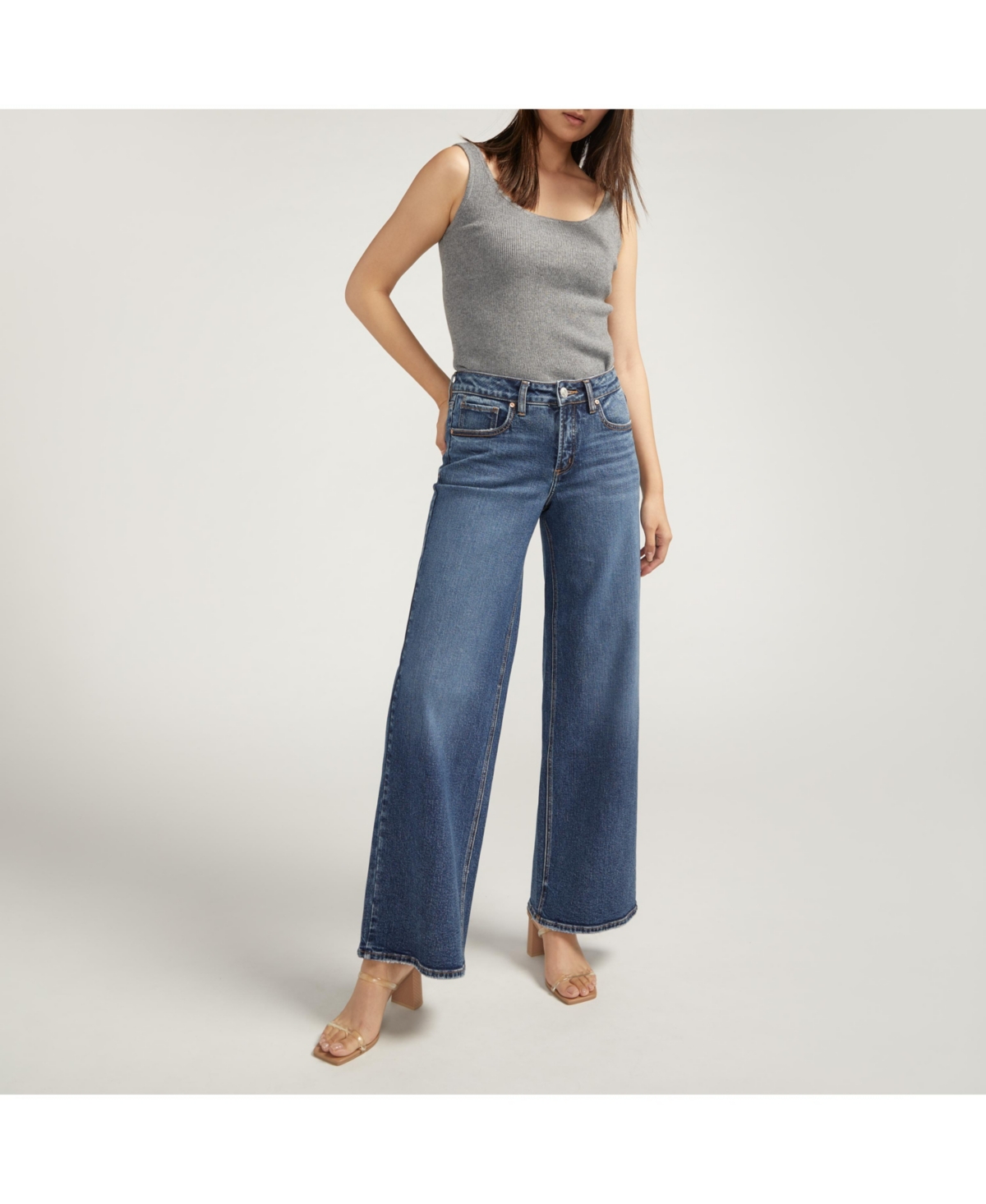 Shop Silver Jeans Co. Suki Mid Rise Wide Leg Jeans In Indigo