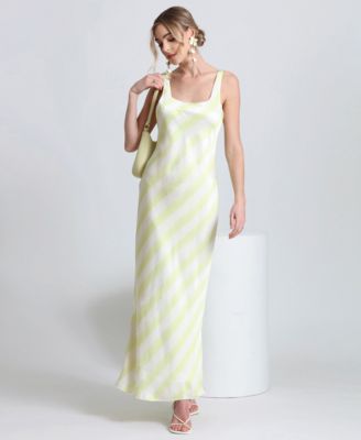 Women s Bias Striped Square Neck Maxi Dress