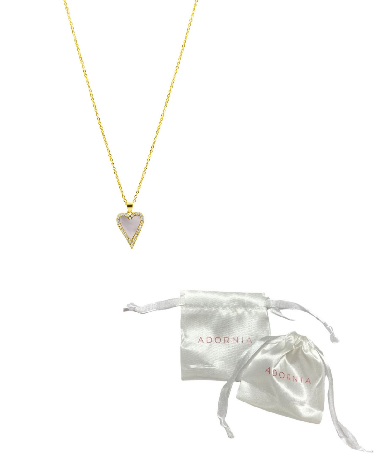 Shop Adornia 14k Gold-plated White Mother-of-pearl Crystal Halo Heart Necklace