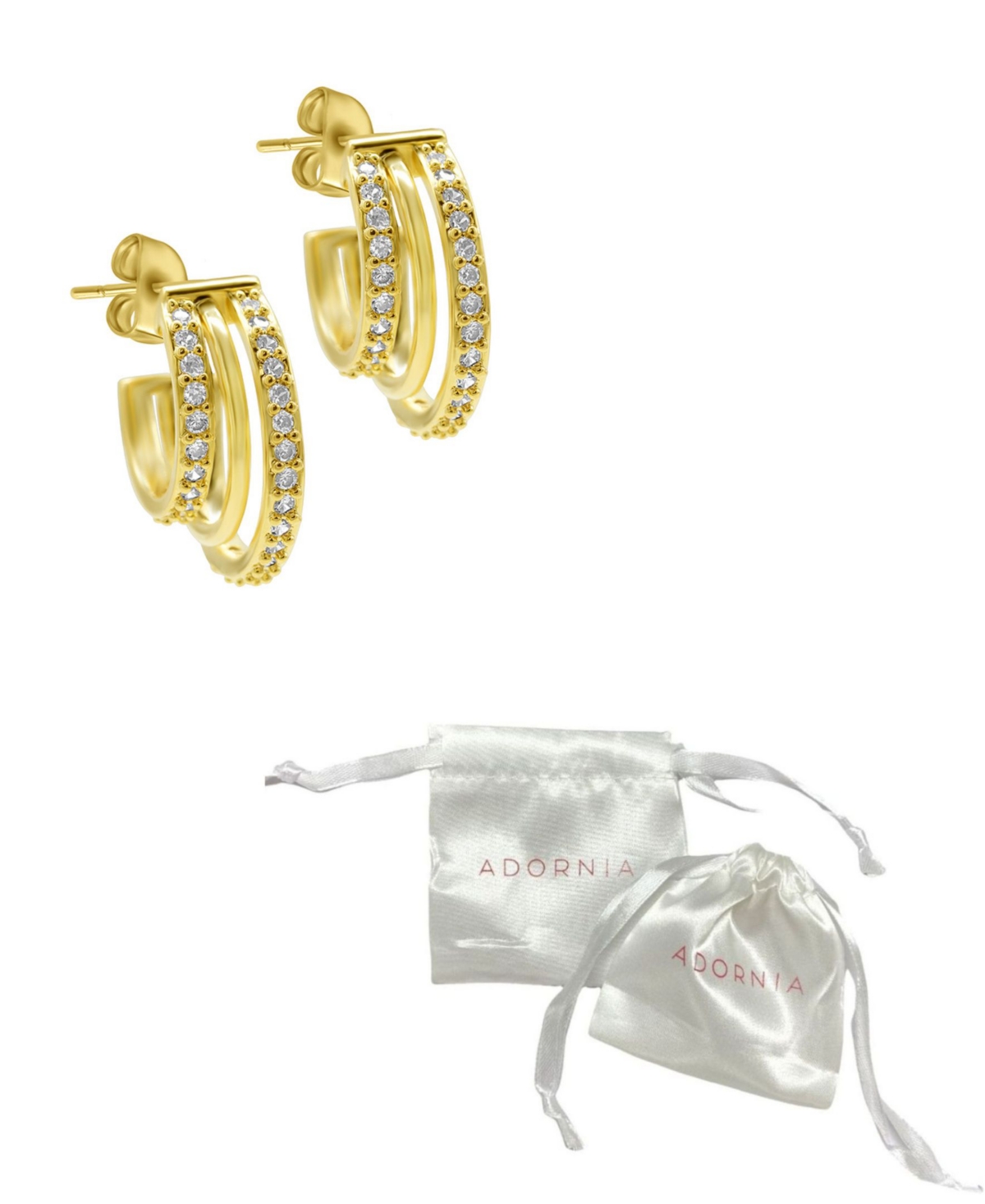 Shop Adornia 14k Gold-plated Multi-band Crystal Huggie Earrings