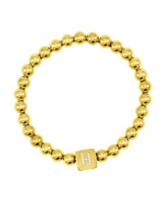 Adornia 14K Gold-Plated Initial Cube Stretch Bracelet - Gold- H 24$