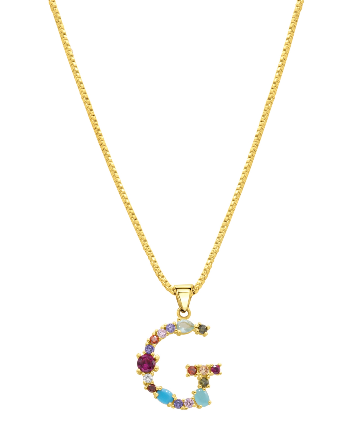 Adornia 14k Gold-plated Multi Color Stone Initial Necklace In Gold- G
