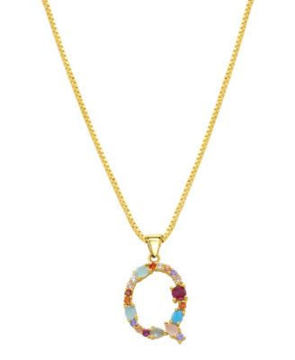 Adornia 14K Gold-Plated Multi Color Stone Initial Necklace - Gold- Q 15$