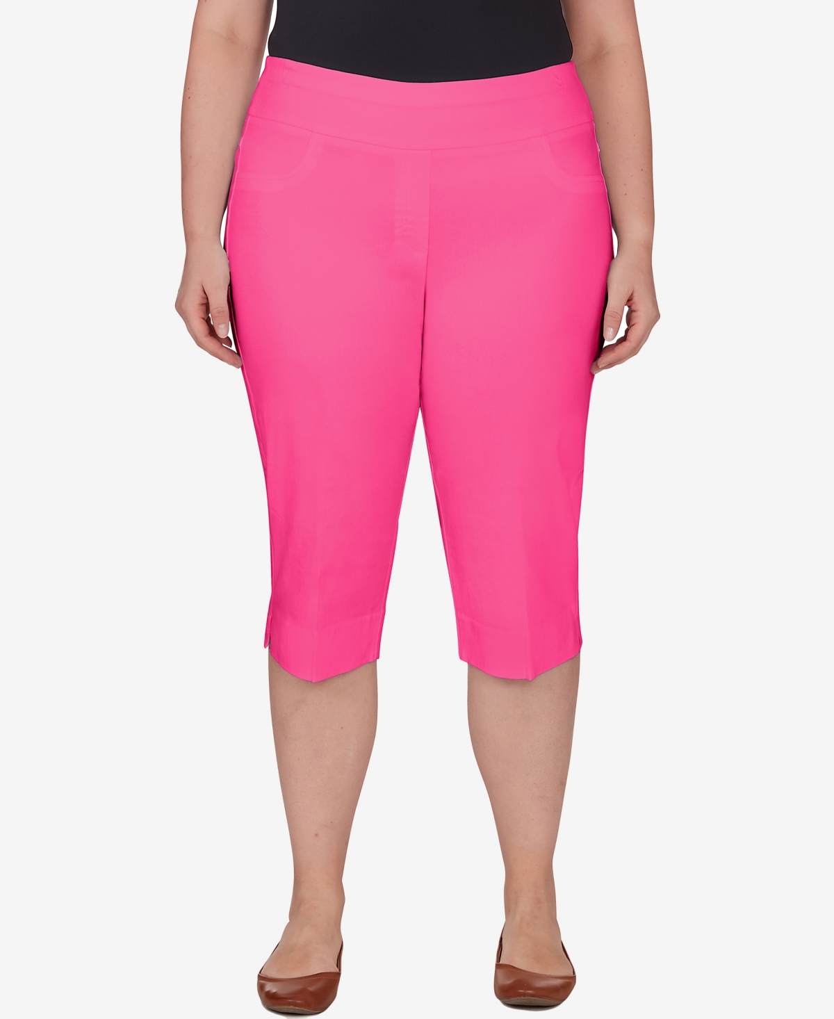 Shop Ruby Rd. Plus Size Pull-on Tech Clam Digger Capri Pants In Raspberry