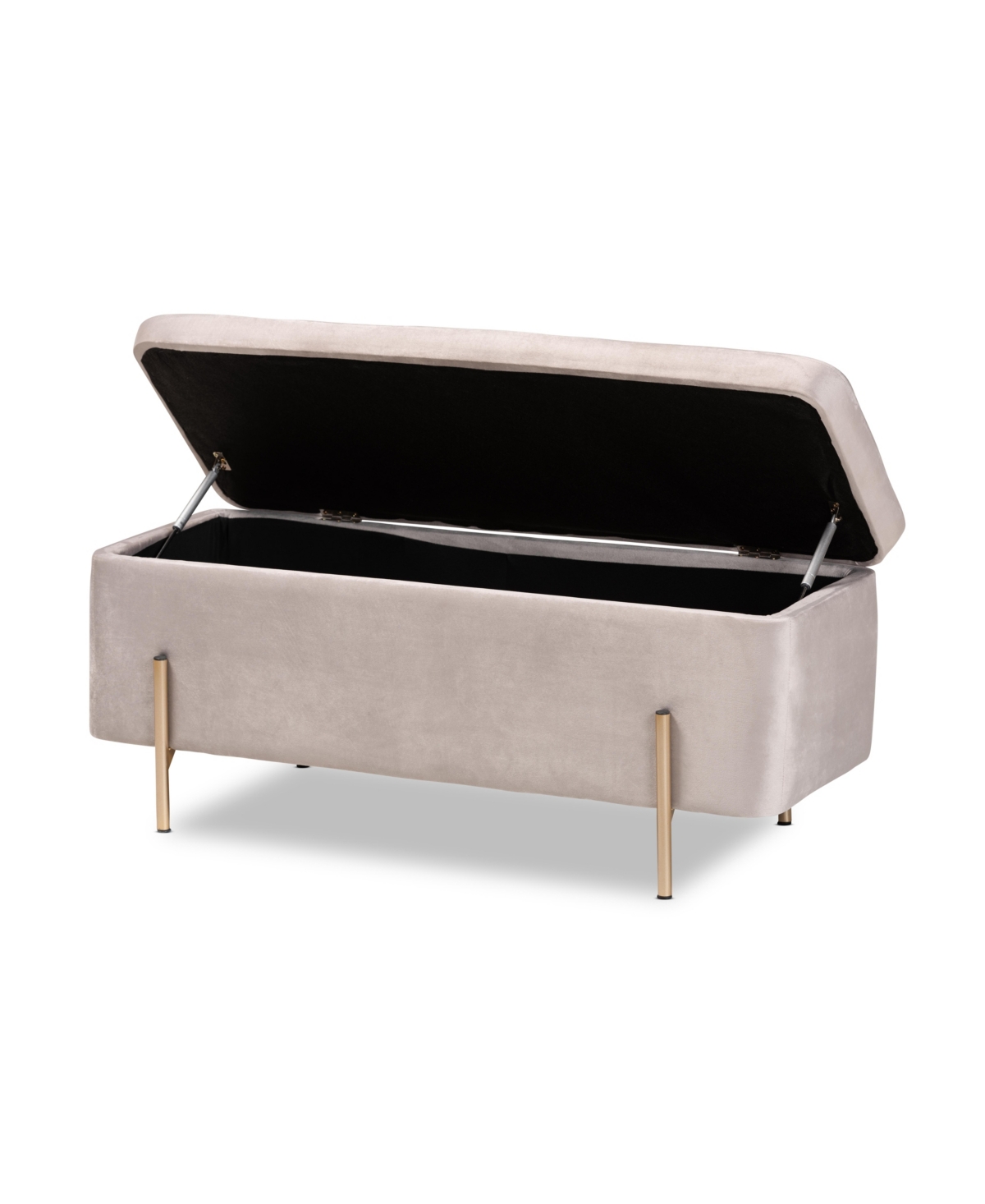Shop Baxton Studio Rockwell Contemporary Glam And Luxe Velvet Fabric Upholstered And Finished Metal Storage Bench In Gray,gold