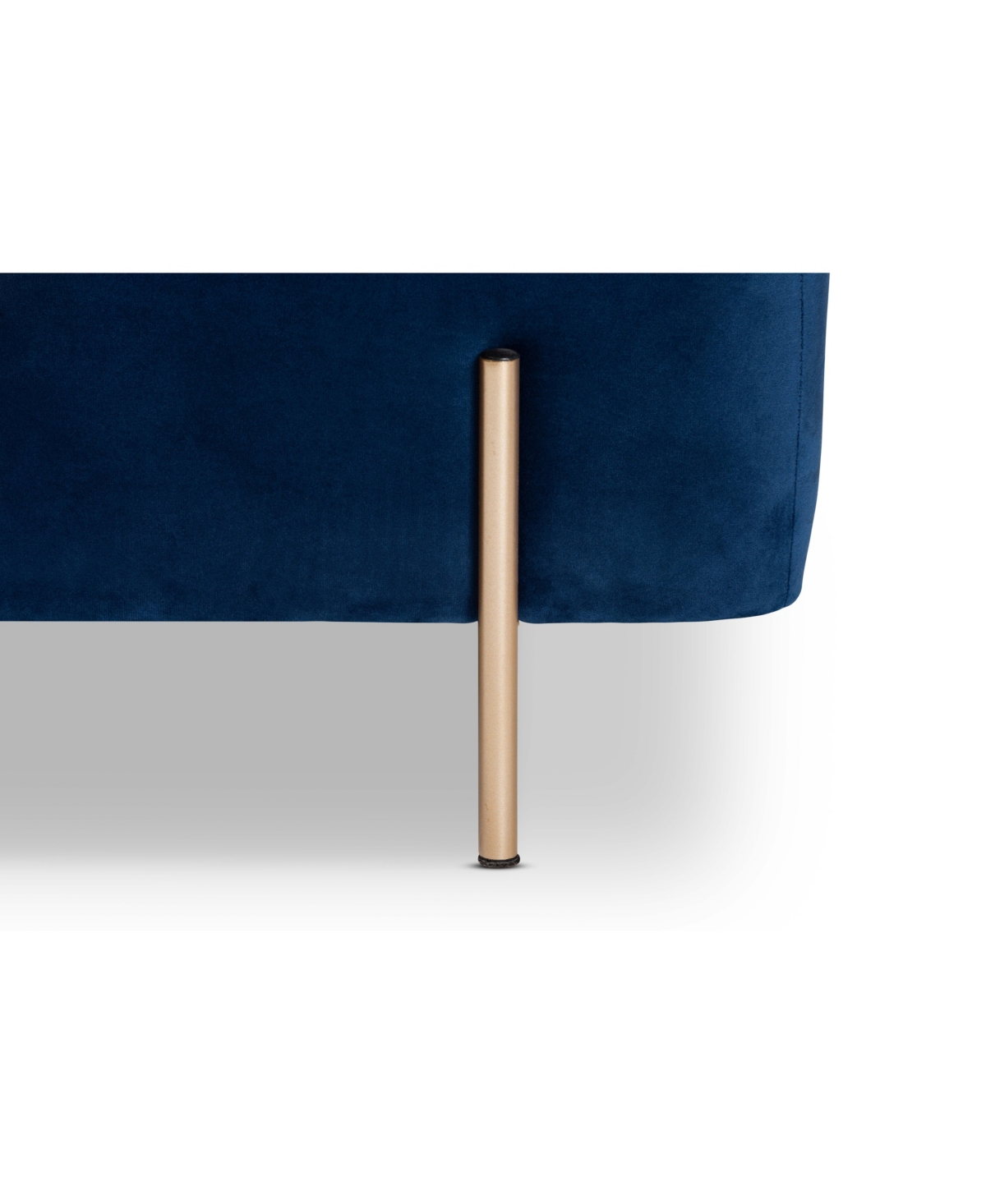 Baxton Studio Rockwell Contemporary Glam And Luxe Velvet Fabric Upholstered And Finished Metal Storage Bench In Navy Blue,gold
