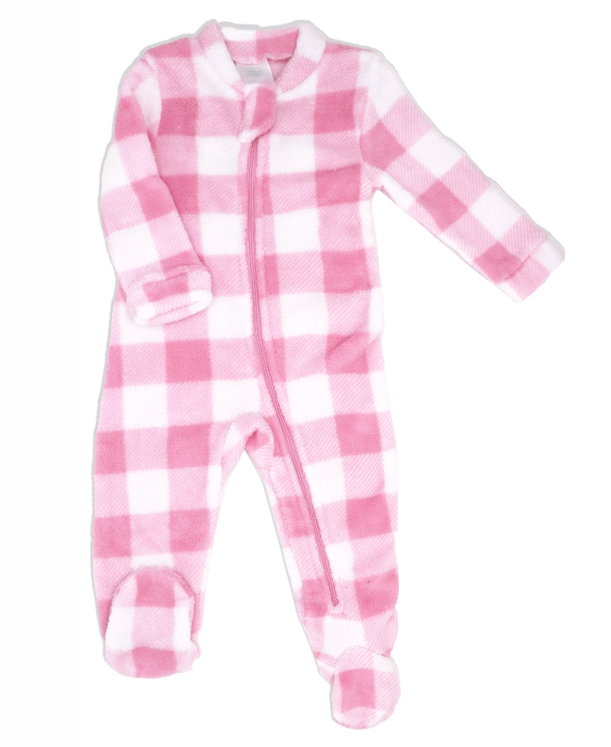 Baby Mode Baby Girls Fleece Zippered Footies, Pack of 2 - Pink and Gray