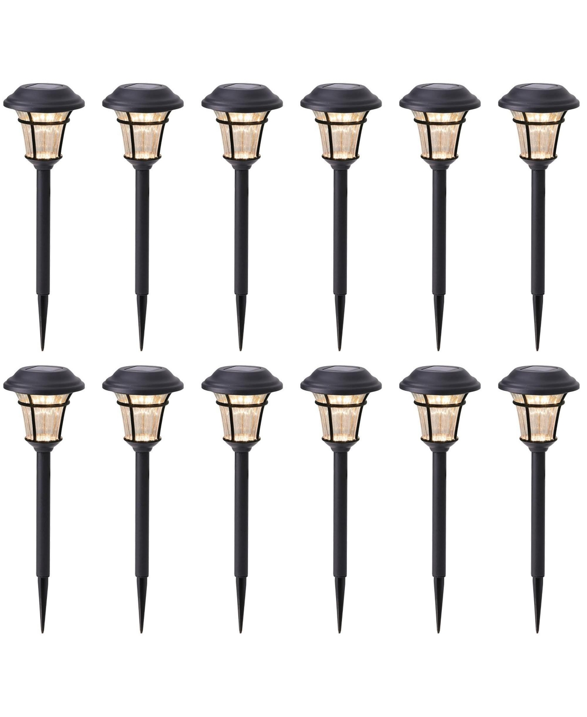 12-Pack Waterproof Solar Path Lights for Outdoor Spaces - Warm white