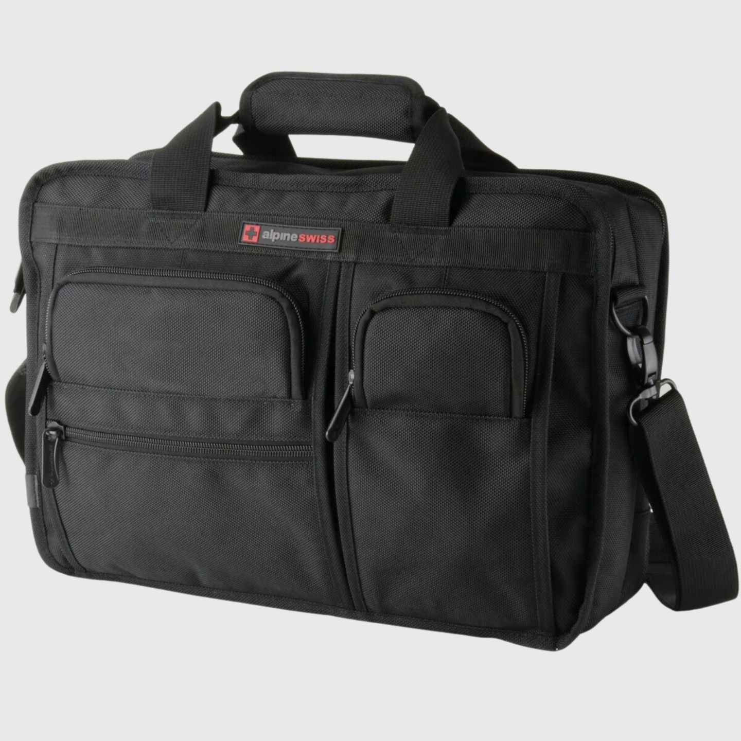 Мужская сумка Alpine Swiss Conrad Messenger 15.6 Inch Laptop Briefcase with Tablet Sleeve, цвет: Чёрный — фото 1