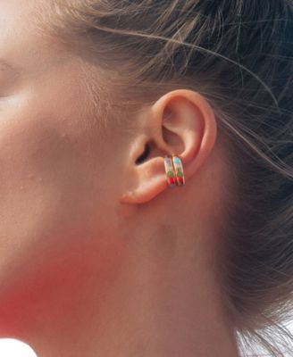 Gold-Tone or Silver-Tone Colorful Enamel Enamel Accent Ear Cuff Set Of 2