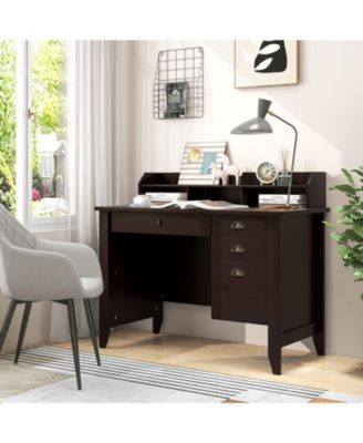 Vintage like Computer Desk with Storage Shelves and 4 Drawers