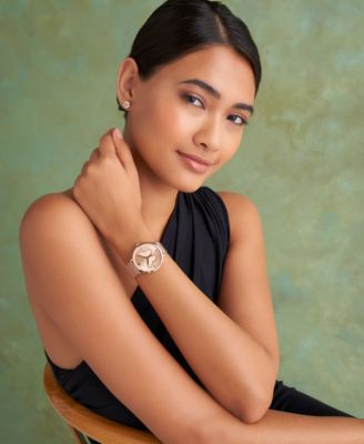 Women's Signature Butterfly Rose Gold-Tone Stainless Steel Mesh Watch 35mm