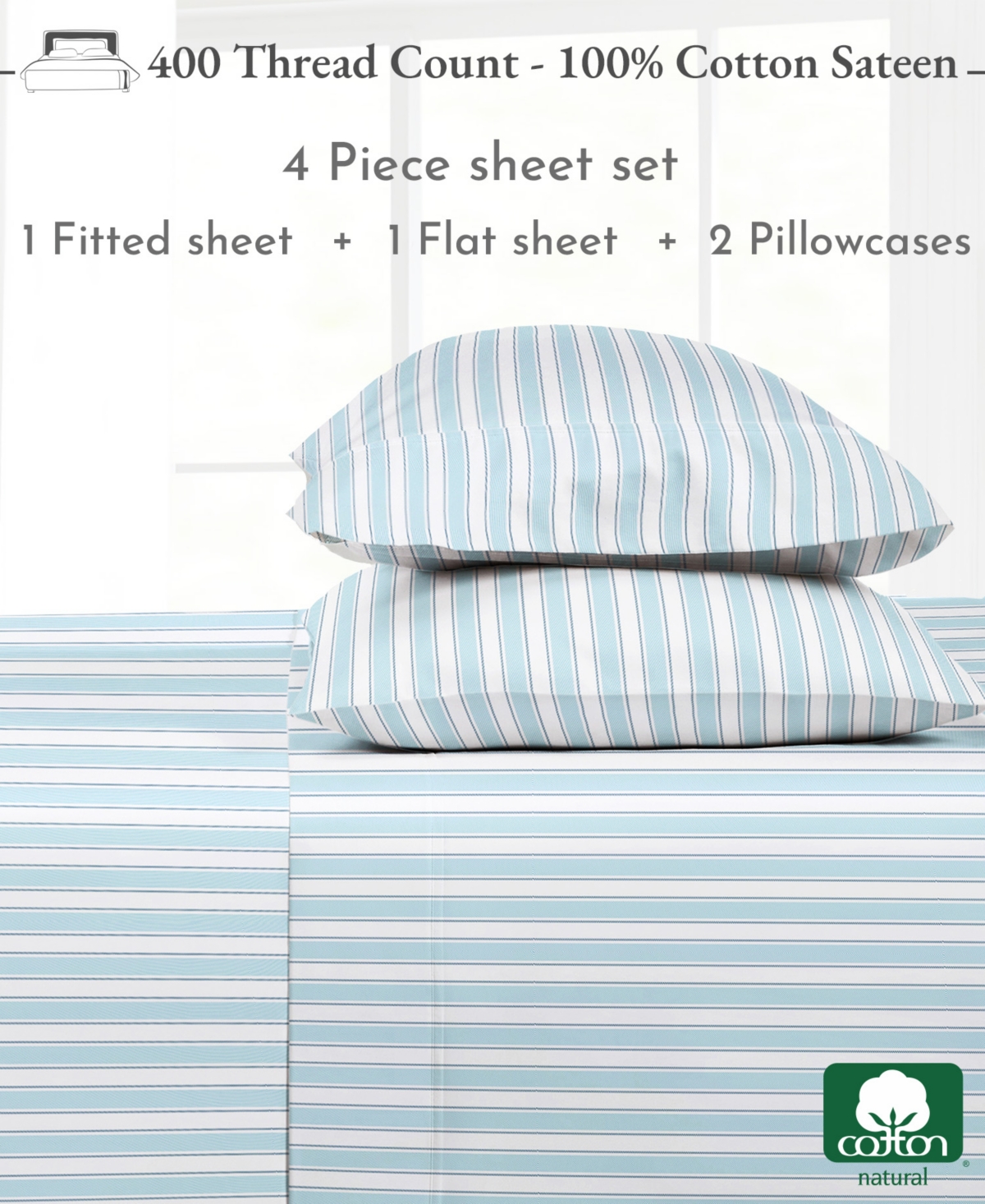 400 Thread Count 100% Cotton Printed Sheet Set