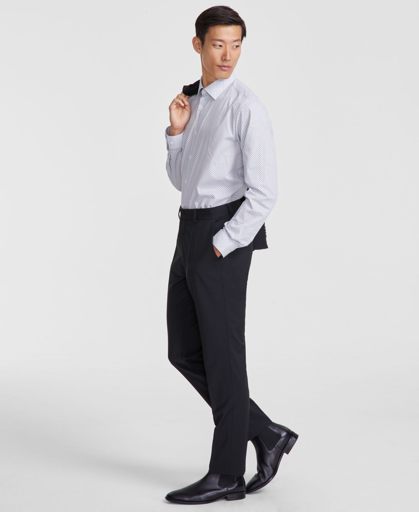 Мужские брюки Hugo Boss Modern-Fit Solid Wool-Blend Suit Trousers, цвет: Чёрный — фото 7